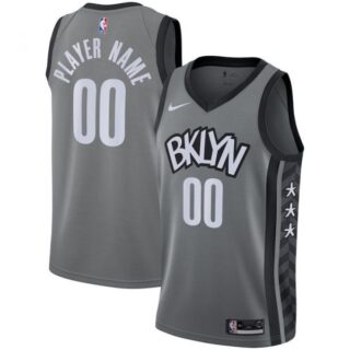 Men's Custom Brooklyn Nets Basketball Jersey Gray