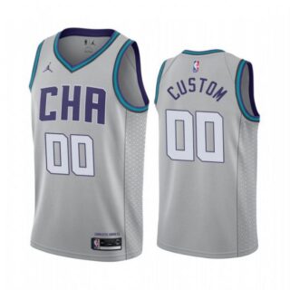 Men's Custom Charlotte Hornets Basketball Jersey Gray