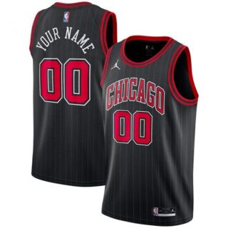 Men's Custom Chicago Bulls Basketball Jersey Black Statement
