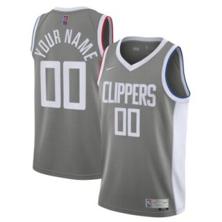Men's Custom Los Angeles Clippers Basketball Jersey Gray