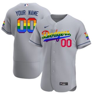 Men's Custom Los Angeles Dodgers LGBTQ Pride 2021 Jersey Gray