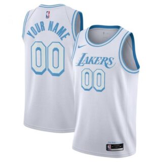 Men's Custom Los Angeles Lakers Basketball Jersey White City