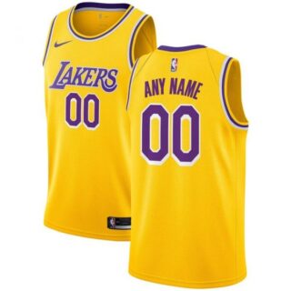 Men's Custom Los Angeles Lakers Basketball Jersey Gold