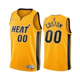 Men's Custom Miami Heat Basketball Jersey Gold