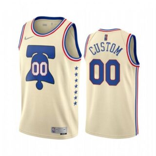 Men's Custom Philadelphia 76ers Basketball Jersey Cream