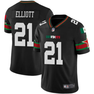 Men's Ezekiel Elliott Dallas Cowboys Black Mexican Vapor Limited Jersey Stitched