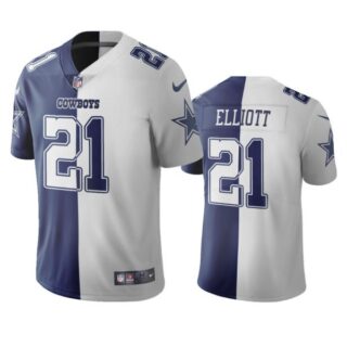 Men's Ezekiel Elliott Dallas Cowboys Split Navy White Two Tone Vapor Limited Jersey Stitched