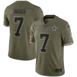 Youth Trevon Diggs Dallas Cowboys Olive 2022 Salute To Service Jersey Stitched