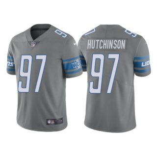 Men's Detroit Lions Aidan Hutchinson 2022 NFL Draft Stitched Jersey Silver