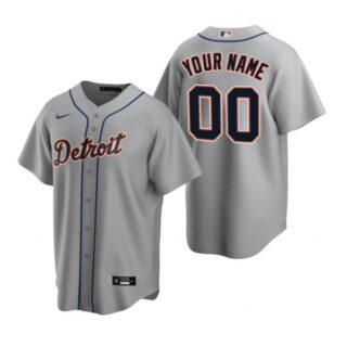 Men's Custom Detroit Tigers Cool Base Jersey Gray