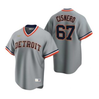 Men's Jose Cisnero Detroit Tigers Cool Base Jersey Gray Cooperstown