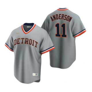 Men's Sparky Anderson Detroit Tigers Cool Base Jersey Gray Cooperstown