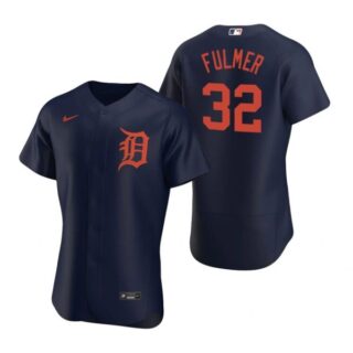 Men's Michael Fulmer Detroit Tigers Flex Base Jersey Navy Orange
