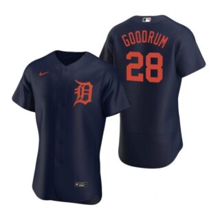 Men's Niko Goodrum Detroit Tigers Flex Base Jersey Navy Orange
