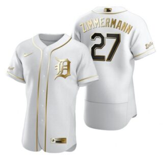 Men's Jordan Zimmermann Detroit Tigers Flex Base Jersey White Golden