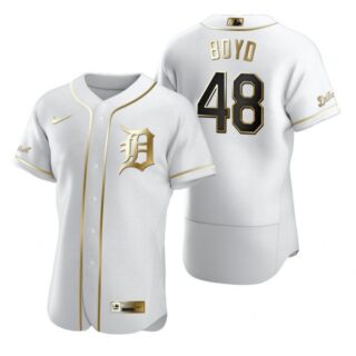 Men's Matthew Boyd Detroit Tigers Flex Base Jersey White Golden