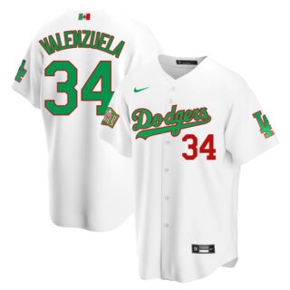 Men's Fernando Valenzuela Los Angeles Dodgers Cool Base Jersey Mexican Heritage Night Mexico White