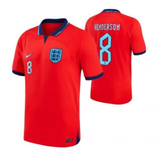 Youth Jordan Henderson England National Team Red Away Soccer Jersey 2022-23