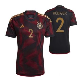 Youth Antonio Rudiger Germany National Team Black Away Soccer Jersey 2022-23