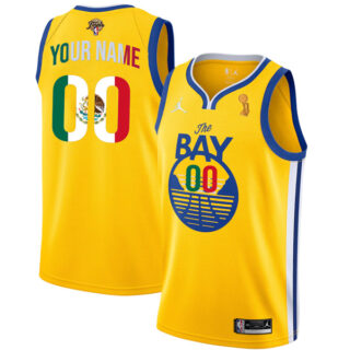 Men's Golden State Warriors Custom 2022 NBA Champions Mexico Edition Stitched Jersey Statement Gold