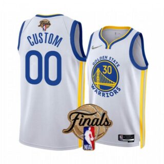 Men's Golden State Warriors Custom 2022 NBA Finals Stitched Jersey - White Association