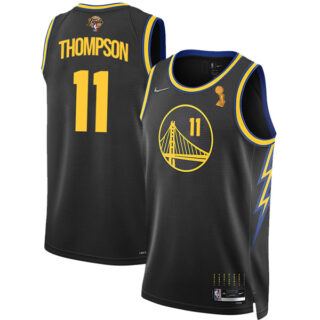 Men's Golden State Warriors Klay Thompson 2022 NBA Champions Stitched Jersey Black