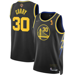Men's Golden State Warriors Stephen Curry 2022 NBA Champions Stitched Jersey Black