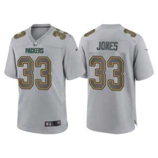 Men's Green Bay Packers Aaron Jones Gray Atmosphere Fashion Stitched Jersey
