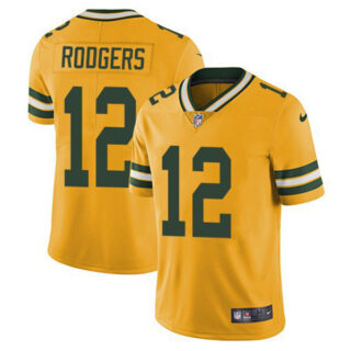 Men's #12 Aaron Rodgers Green Bay Packers Limited Jersey Stitched Yellow
