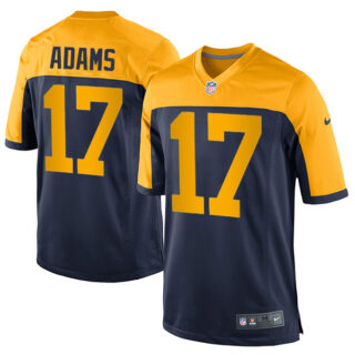 Men's #17 Davante Adams Green Bay Packers Game Jersey Stitched Navy Yellow
