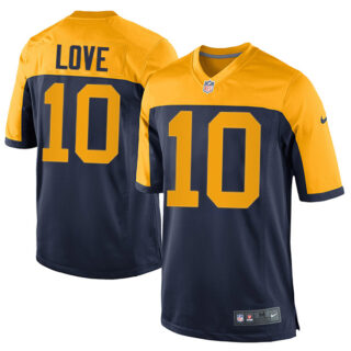 Men's #10 Jordan Love Green Bay Packers Game Jersey Stitched Navy Yellow