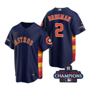Men's Alex Bregman Houston Astros 2022 World Series Champions Navy Stitched Jersey