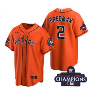 Men's Alex Bregman Houston Astros 2022 World Series Champions Orange Stitched Jersey