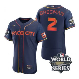 Men's Alex Bregman Houston Astros 2022 World Series Space City Connect Jersey Navy