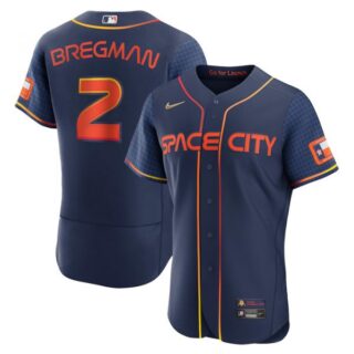 Men's Flex Base Alex Bregman Houston Astros 2022 Space City Connect Navy Stitched Jersey