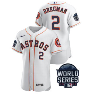 Men's Houston Astros Alex Bregman 2021 World Series Stitched Jersey Flex Base White Home