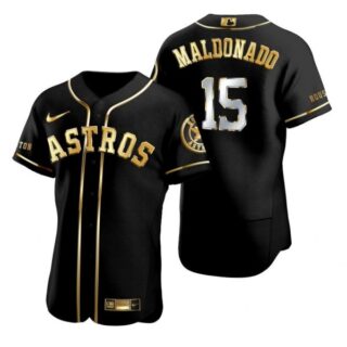 Men's Martin Maldonado Houston Astros Flex Base Jersey Black Golden