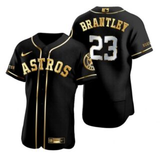 Men's Michael Brantley Houston Astros Flex Base Jersey Black Golden