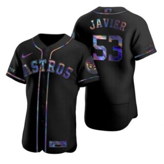 Men's Cristian Javier Houston Astros Flex Base Jersey Black Holographic