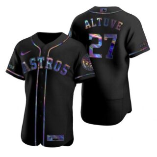 Men's Jose Altuve Houston Astros Flex Base Jersey Black Holographic