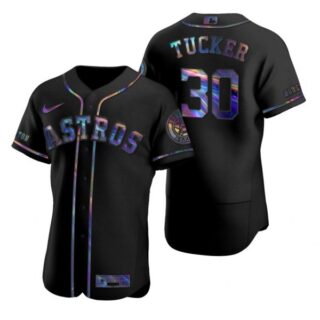 Men's Kyle Tucker Houston Astros Flex Base Jersey Black Holographic