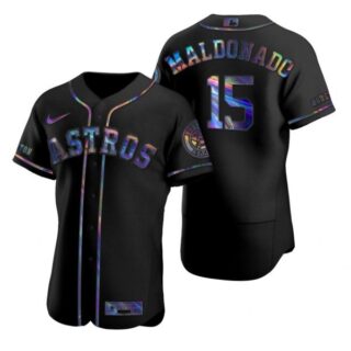 Men's Martin Maldonado Houston Astros Flex Base Jersey Black Holographic