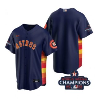 Men's Blank Houston Astros 2022 World Series Champions Navy Stitched Jersey