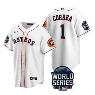 Youth Houston Astros Carlos Correa 2021 World Series Stitched Jersey Cool Base White Home
