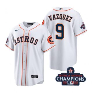 Men's Christian Vazquez Houston Astros 2022 World Series Champions White Stitched Jersey