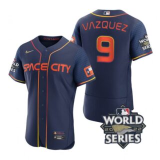 Men's Christian Vazquez Houston Astros 2022 World Series Space City Connect Jersey Navy