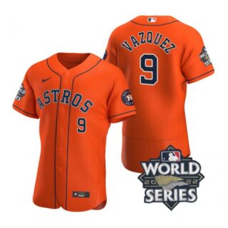 Men's Christian Vazquez Houston Astros 2022 World Series Stitched Jersey Orange
