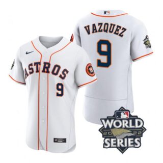 Men's Christian Vazquez Houston Astros 2022 World Series Stitched Jersey White