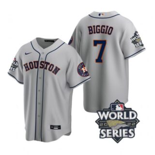 Men's Houston Astros Craig Biggio 2022 World Series Gray Road Stitched Jersey
