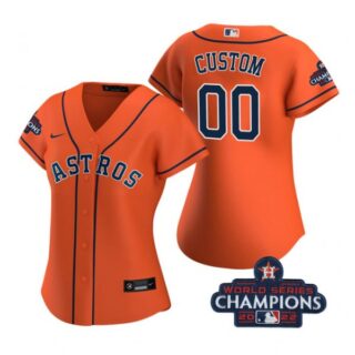 Women's Custom Houston Astros 2022 World Series Champions Orange Stitched Jersey